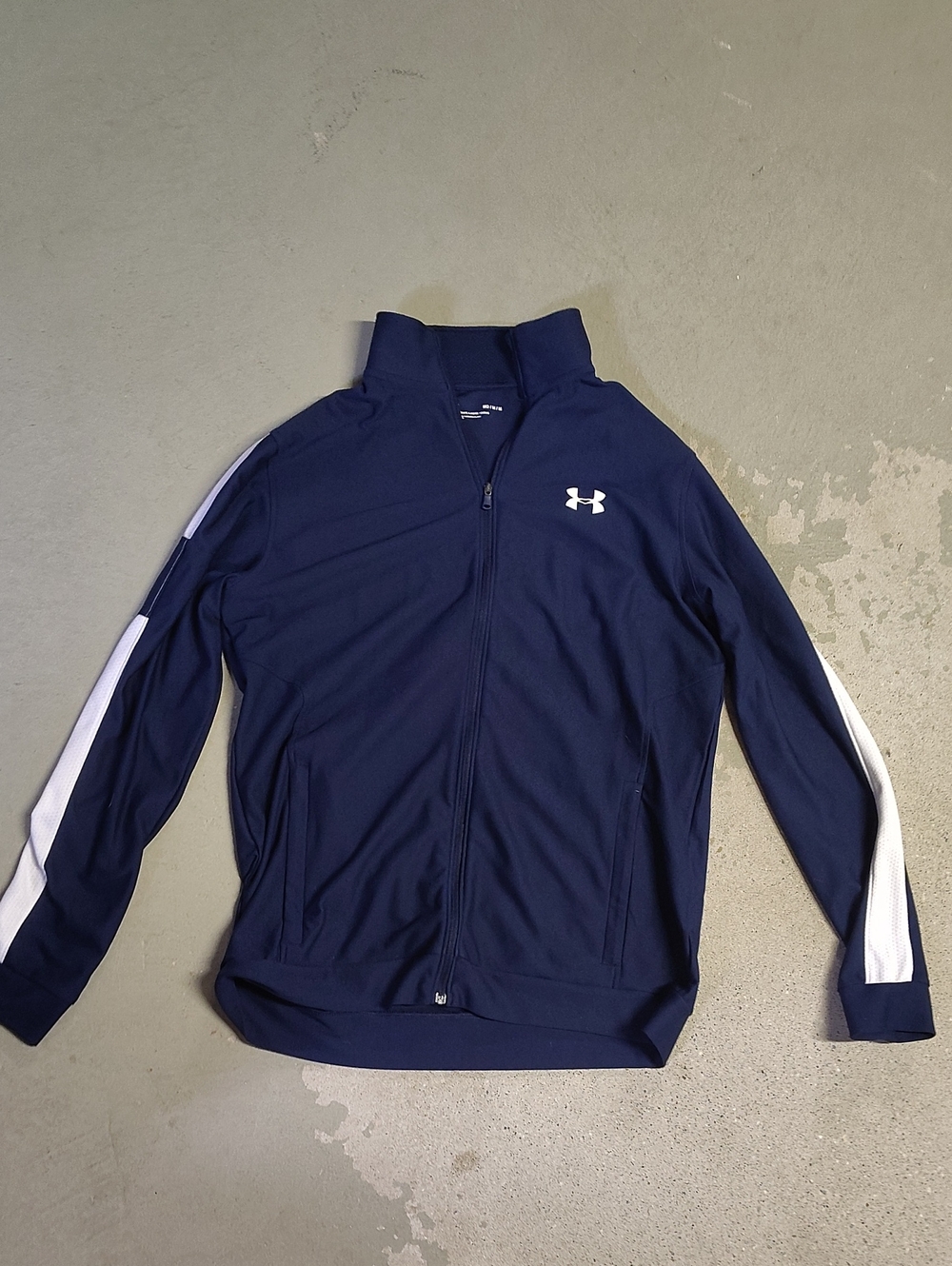 Under Armour Navy Performance Jacket with White Sleeve Stripes